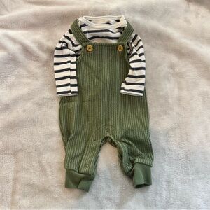 Cat & Jack Olive Green Ribbed Overalls